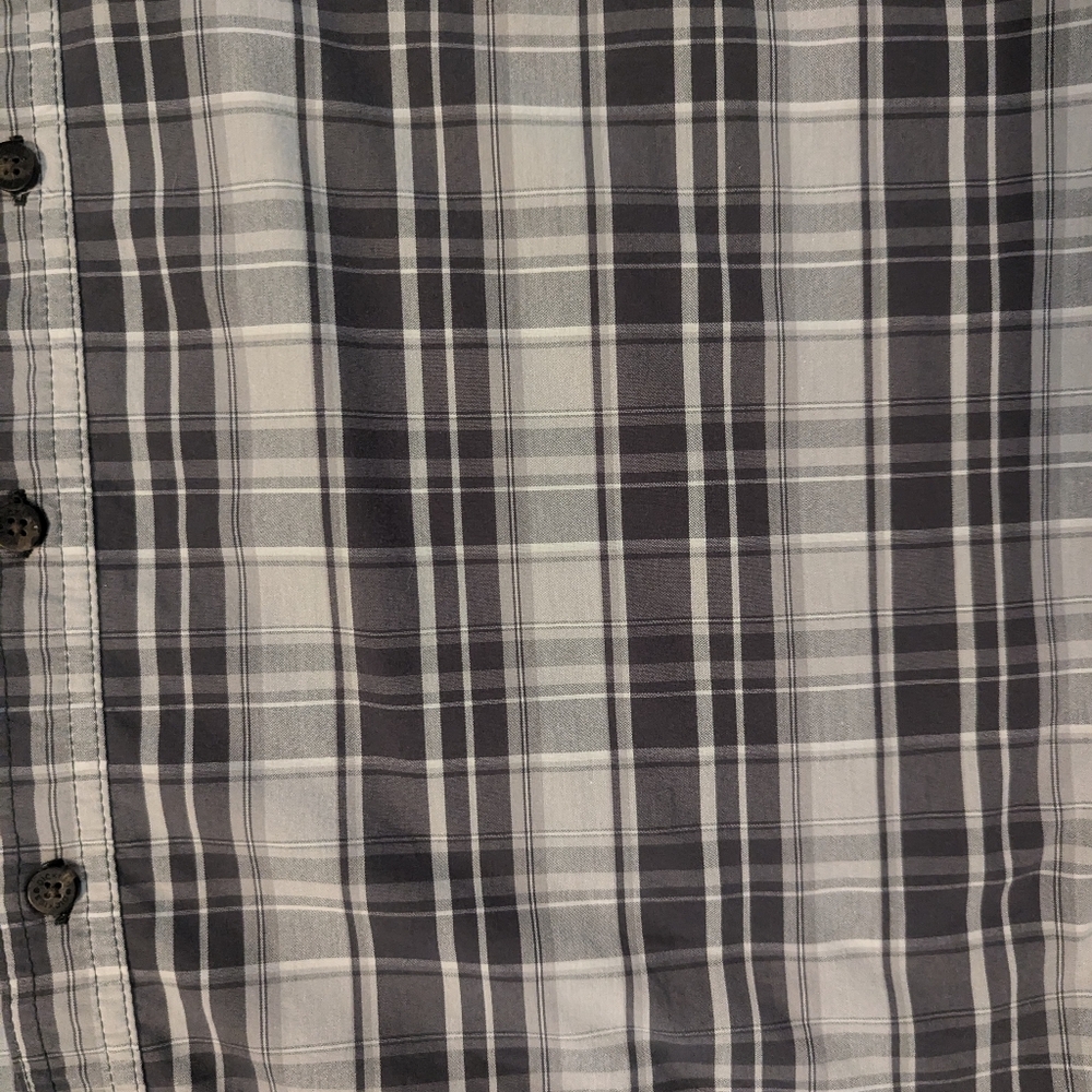 Dickies Relaxed Fit Gray Plaid Button Collar Shirt Sleeve Shirt. Men's XL - Picture 5 of 6